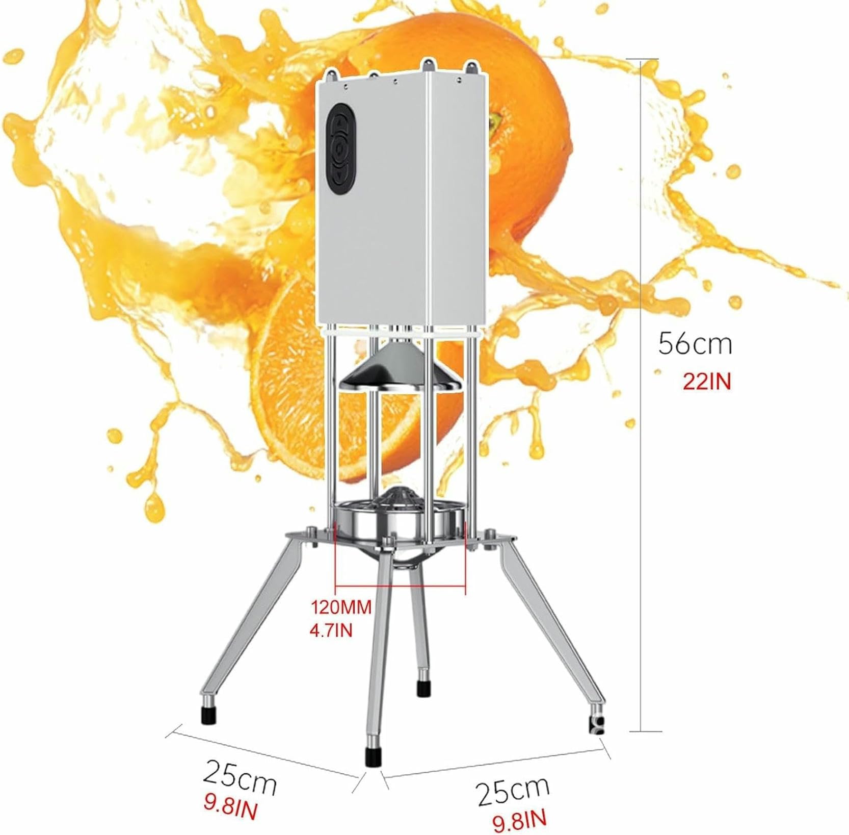Exprimidor de Naranjas de Grado Comercial, exprimidor de cítricos eléctrico de Acero Inoxidable para Uso doméstico y Comercial, para jugos de Naranja, limón, Lima y Pomelo.
