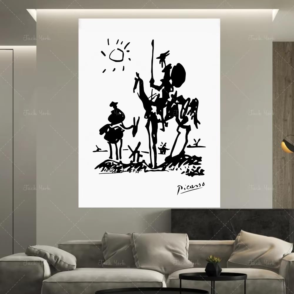 IHHGNB Picasso Don Quixote Sketch Wall Art Deco Poster Gallery Canvas Prints Artwork Painting Picture for Living Room(50x75cm(20x30in)/No frame)