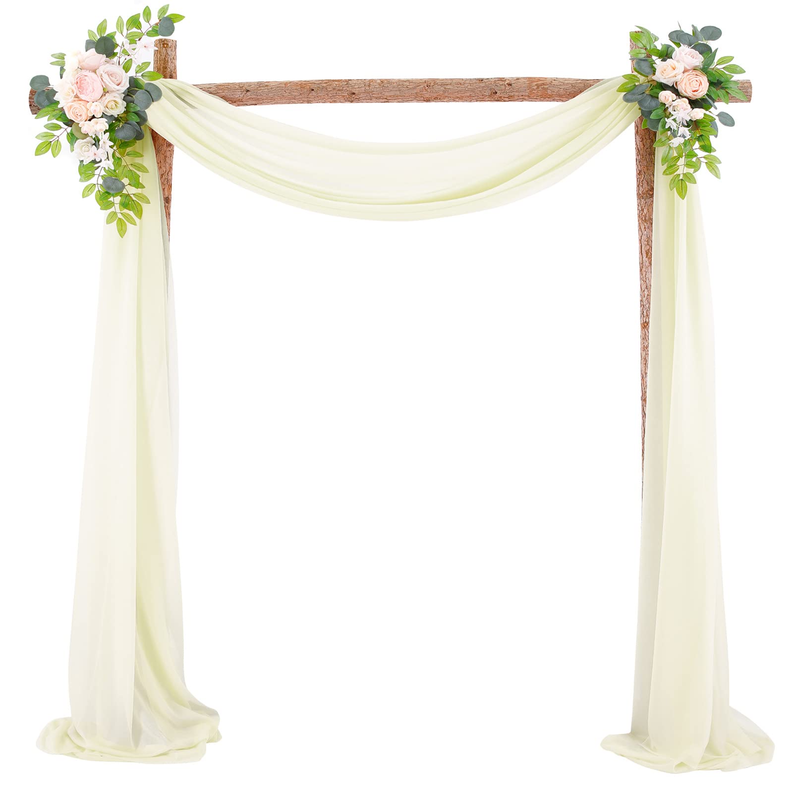 Pcscevcr Beige Wedding Arch Drapes, 18Ft Chiffon Wedding Banquet Draping Fabric Backdrop Curtain Drapery For Wedding Archway Ceremony Party Decor (Beige)