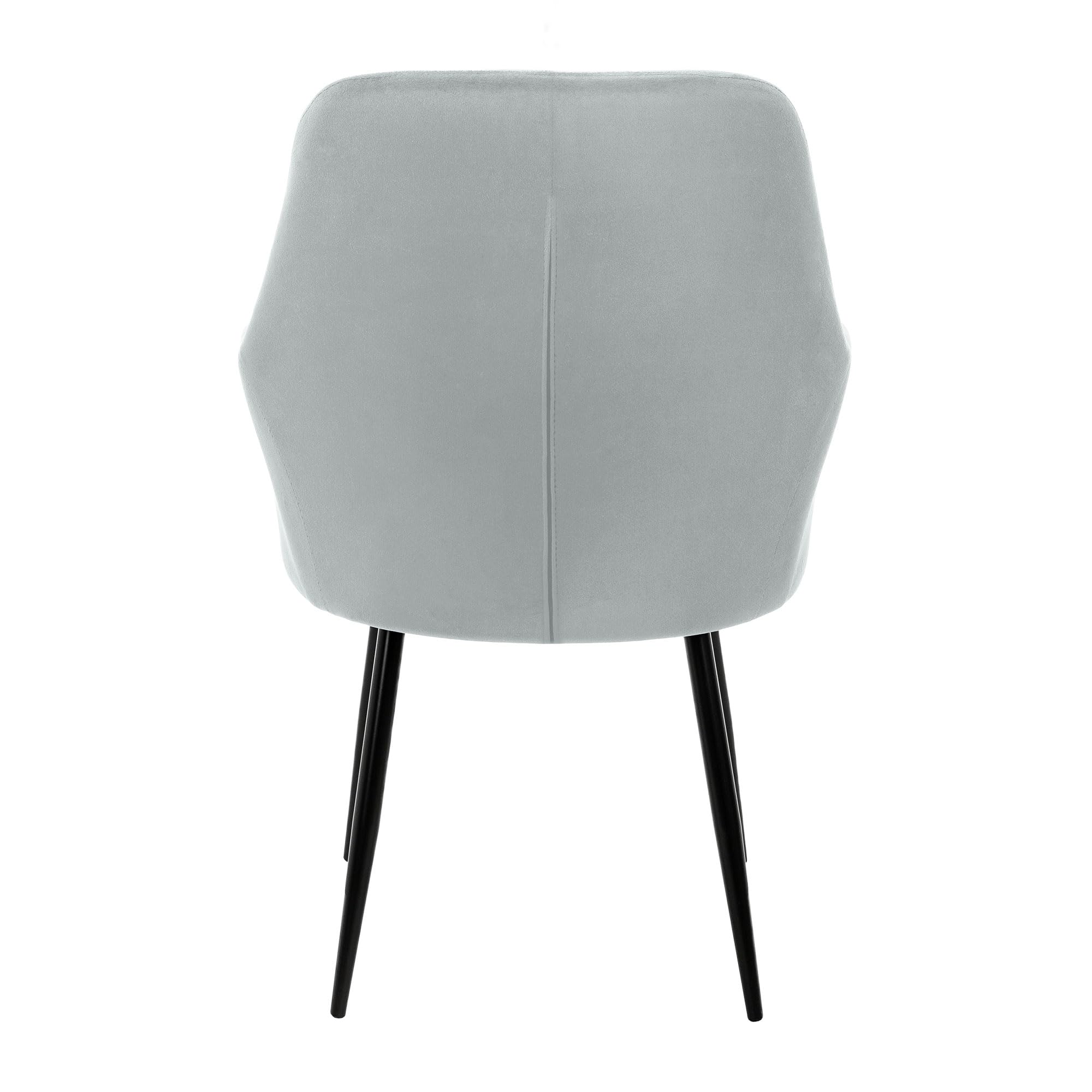 ECD Germany Lot de 6 Chaises de Salle à Manger Cuisine Salon Séjour - Gris - Assise Siège Rembourrée en Velours Structure en Métal Fauteuil Rétro avec Accoudoirs pour Bureau Réception Meuble Maison
