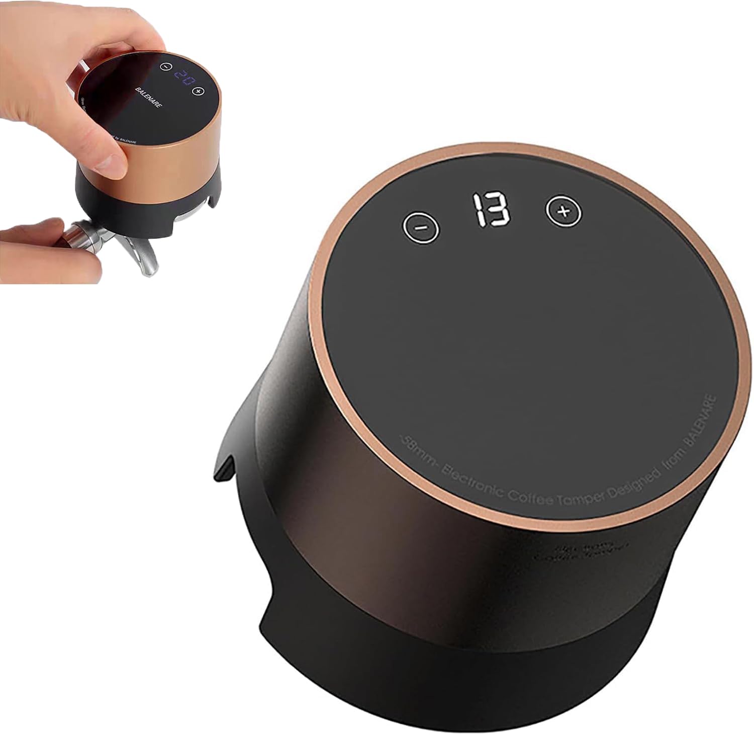 Prensador eléctrico de café con pantalla táctil LCD, profundidad de polvo ajustable para portafiltro de 58 mm, herramienta de alta eficiencia para baristas