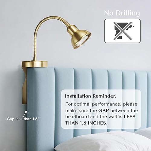 Miniatura 3 de Solfres Luz de Lectura para Cabecera de Diseño Innovador Patentado. Luz Dorada para Libros sin Perforación para Lectura Nocturna. Lámpara LED