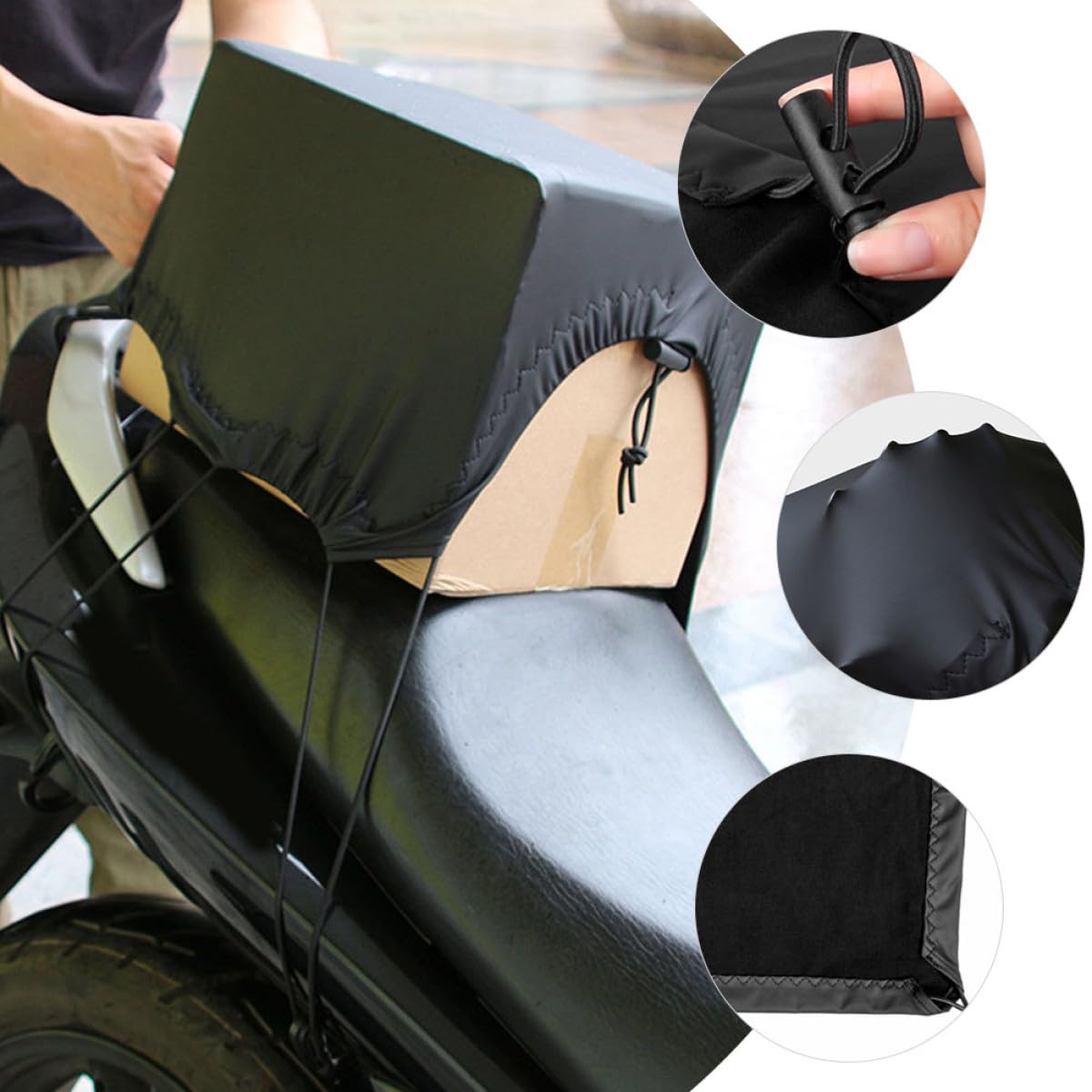 Outanaya Copertura Elastica per Bagagli da Moto Rete Elastica e Ganci, Tessuto Resistente Nero per Ciclismo e Scooter, Protezione Sicura Casco e Piccoli Oggetti