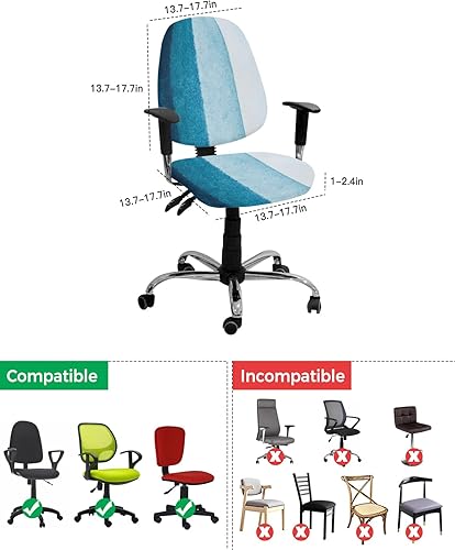 Miniatura 4 de Fundas elásticas para silla de oficina de la costa oceánica, 2 piezas, suave, decorativo, protector para silla de escritorio, funda giratoria