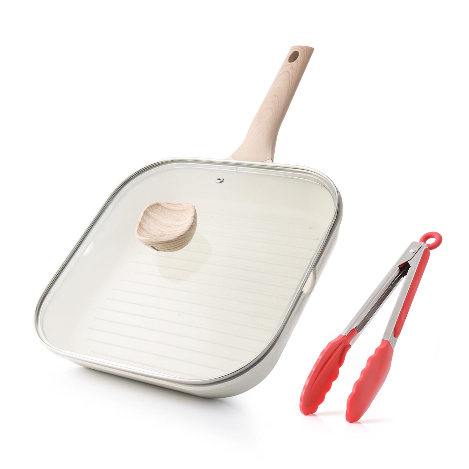 Kordisen Nonstick Grilling Pan with Lid 11 Inch Square
