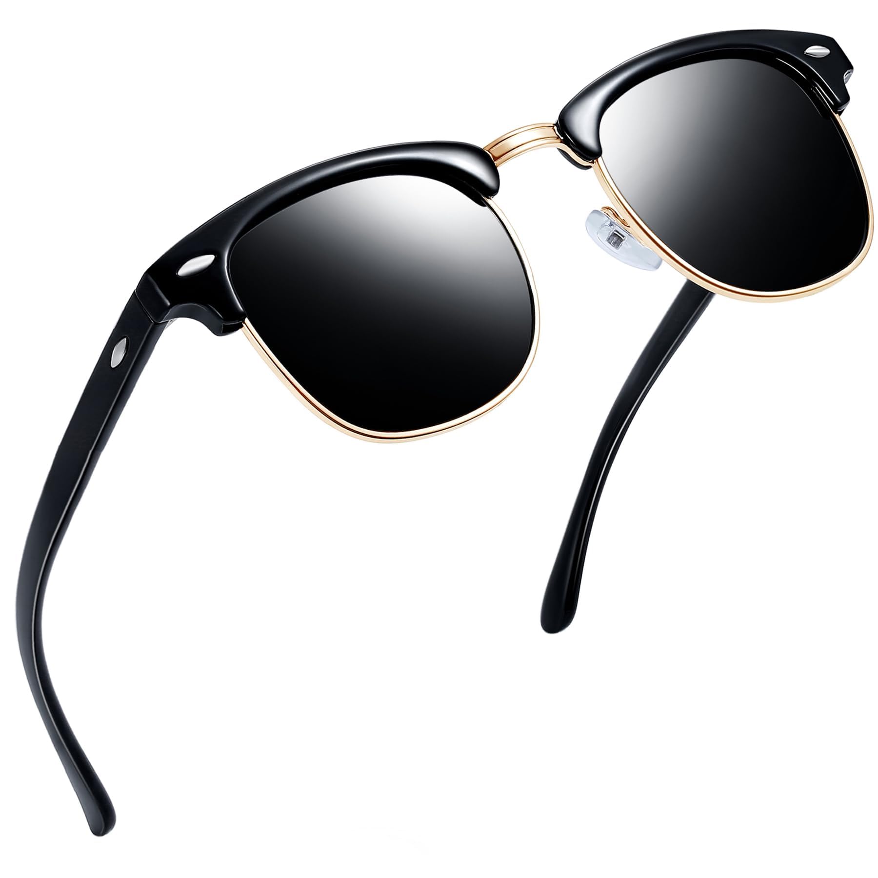 JoopinPolarised Semi-Rimless Sunglasses for Men Women, Classic Retro Half Frame Driving Sun Glasses UV400 Protection