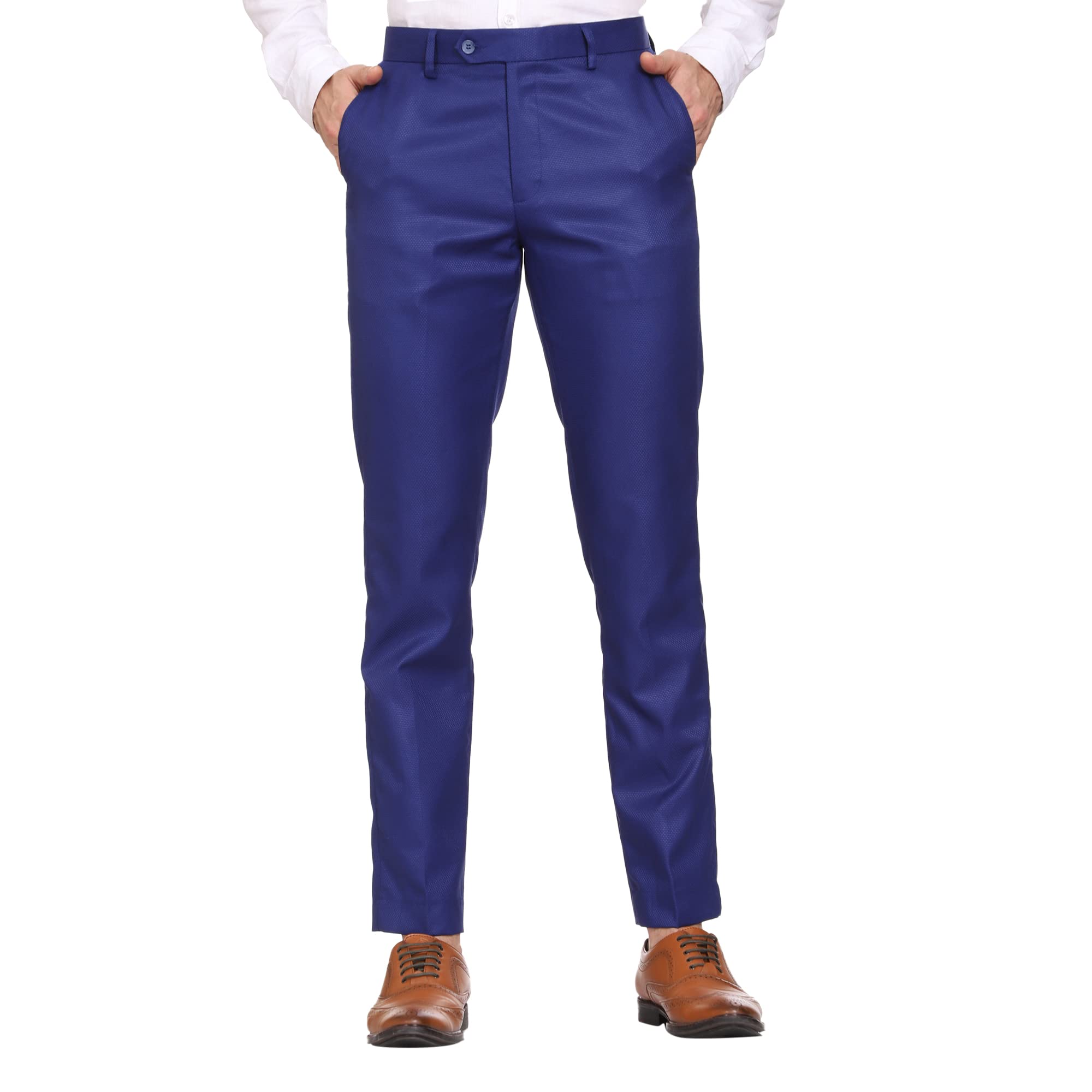 MALENO Men's Diamond Textured Slim Fit Trouser (ML201_DIAMONDDOBBYDN2001)