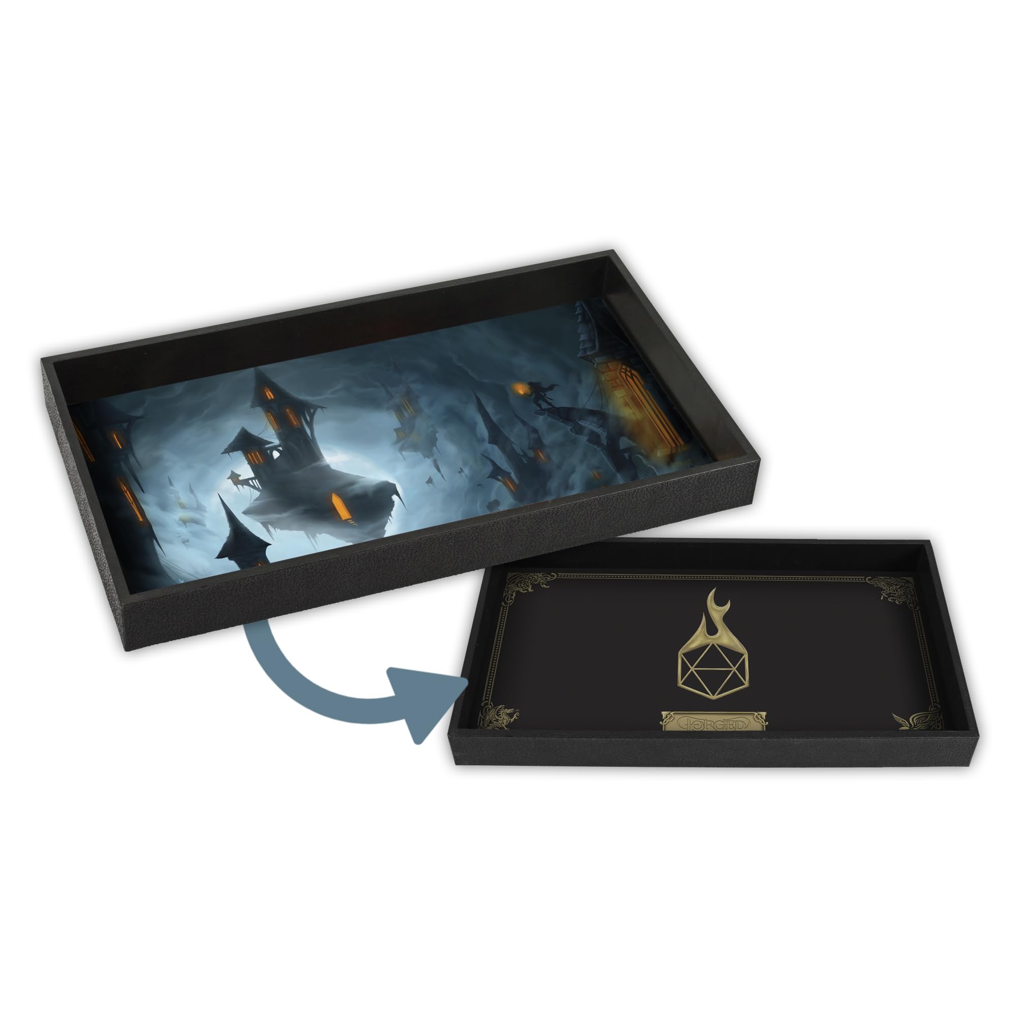 Forged Dice Co. Realm Of Mist Dice Tray 14" - Reversible Dice Rolling Mat - Compatible With Board Games And Tabletop Rpgs Like Dungeons And Dragons Pathfinder Roleplaying Games