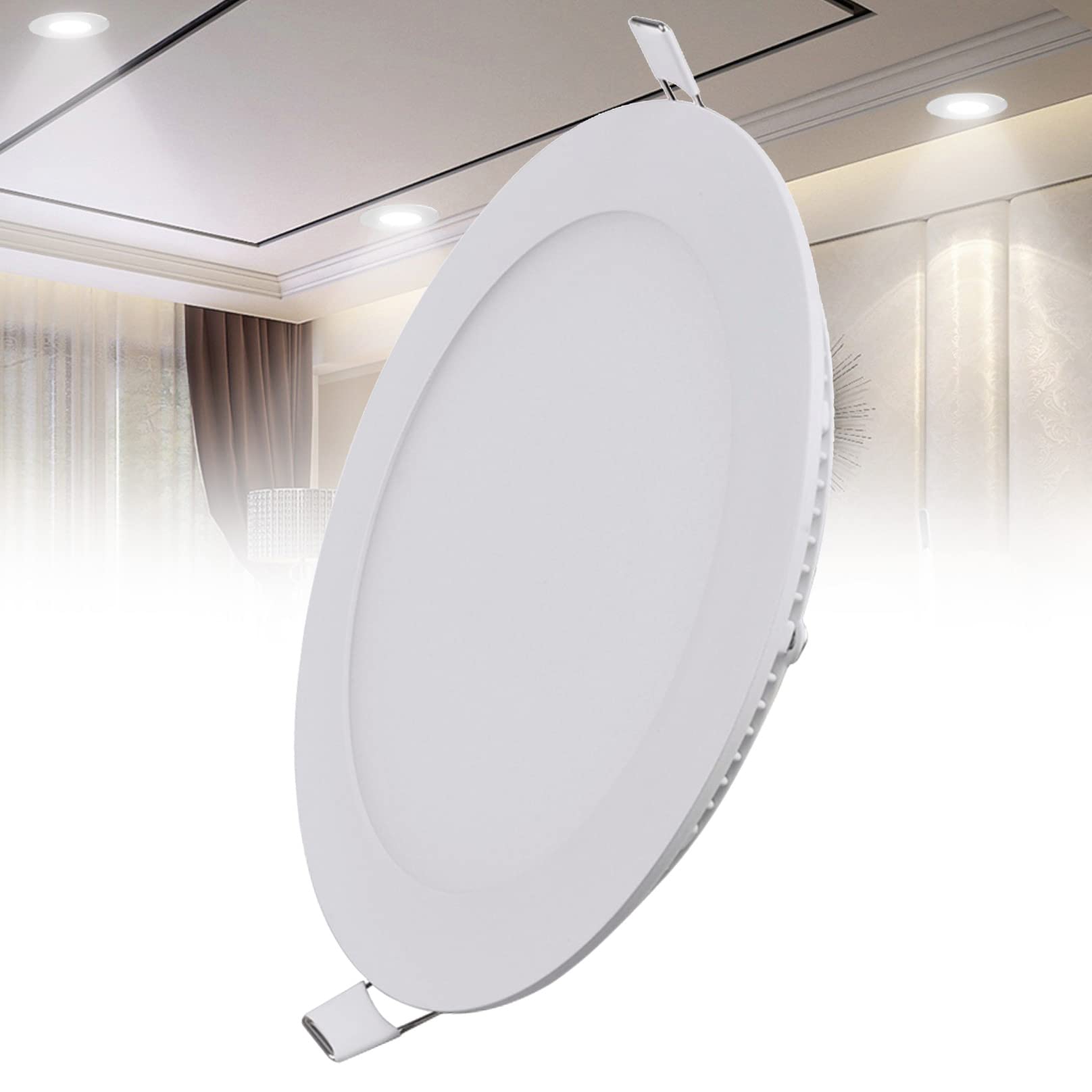 TTiiLoe 12W LED Recessed Ceiling Light, 6500K Cold White Ultra-Thin Spotlight, Hole Φ 155 mm, 720lm LED Integrated Downlight for Hallway Corridor Kitchen