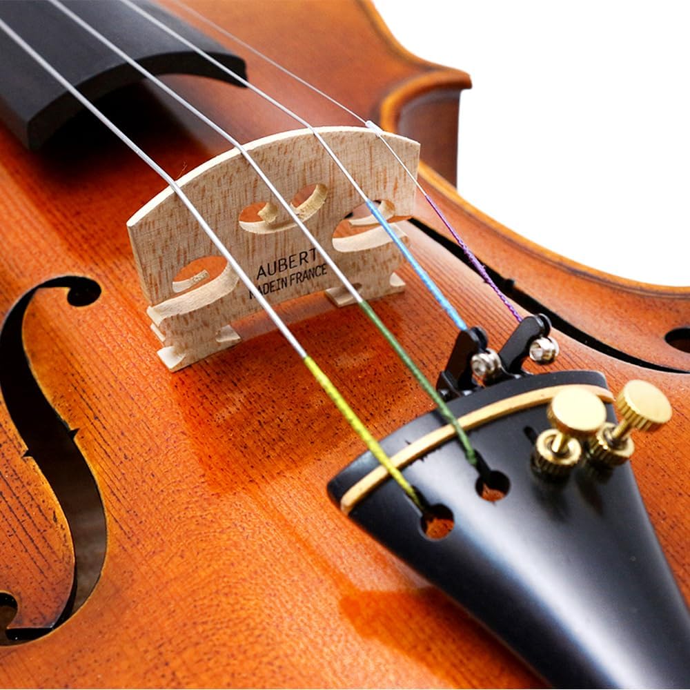 Vetimobato Advanced 4/4 Full Size Handmade Violin Set Solid European Flame Maple Back Sides Spruce Top Ebony Fittings Complete Kit with Case for Adult Professional Violinists(Big Pattern Ebony Button)