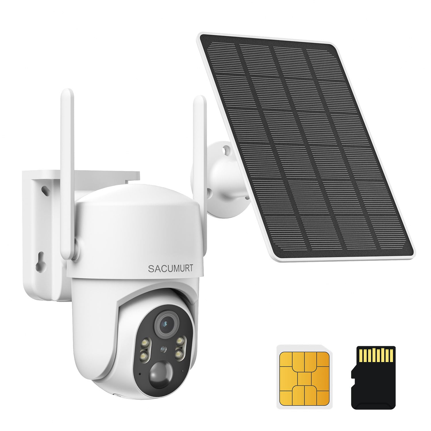 Wireless Security Camera Outdoor, Cellular Security Cameras with SIM Card, Solar Camera Outdoor Wireless, 360 PTZ, 2K HD, Motion Detection, SD/Cloud Storage, 2-Way Talk