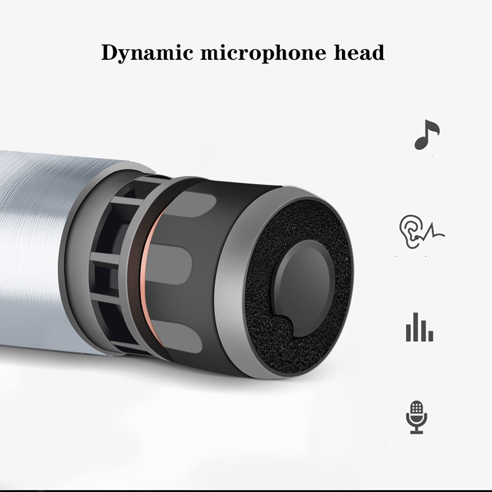 Profesjonalny dynamiczny mikrofon wokalny Cardioid Point Pickup metalowy ręczny mikrofon do karaoke mikrofon przewodowy z kablem XLR do 6,5 mm / 3,5 mm, srebrny zestaw mikrofonów