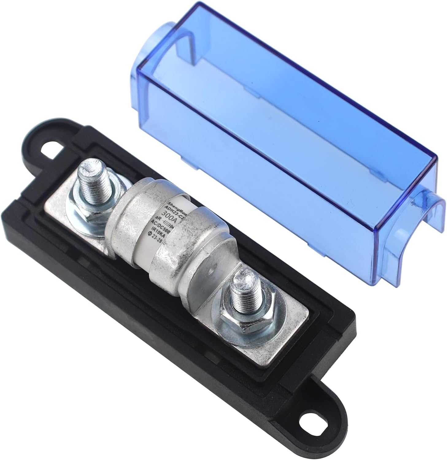 Class T Fuse with Block 500V DC 300 Amp Class T Fuse Holder for Inverters,Car Audio Systems-Maximum Interruption Current 10,000 Amperes