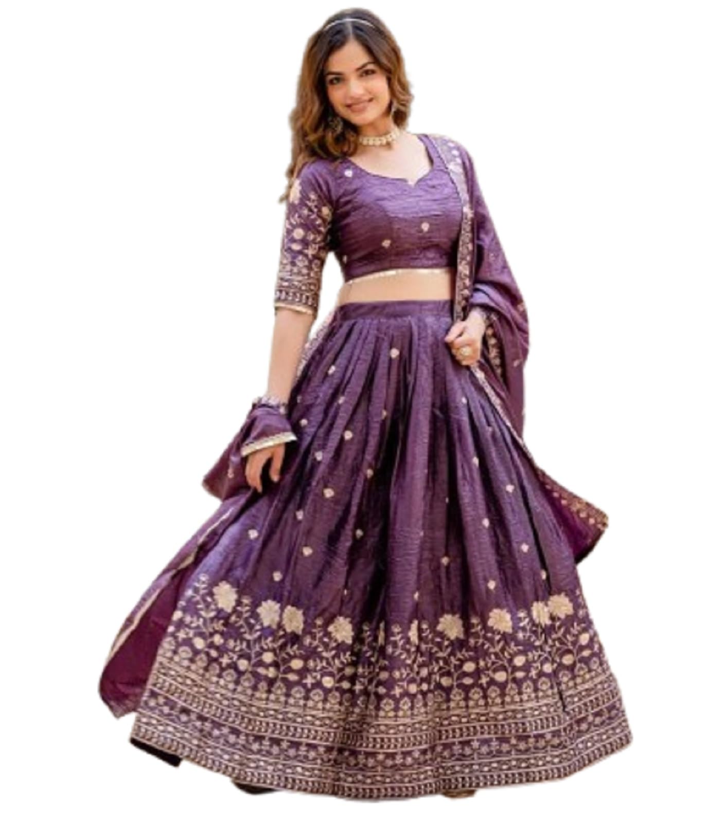 Ready To Wear Western Lehenga Choli Set For Women Gold Crush Silk Fabric With Embrodery Fully Stitched Can-Can And Canvas Wedding Letest Party ladies Design Wear-image-29