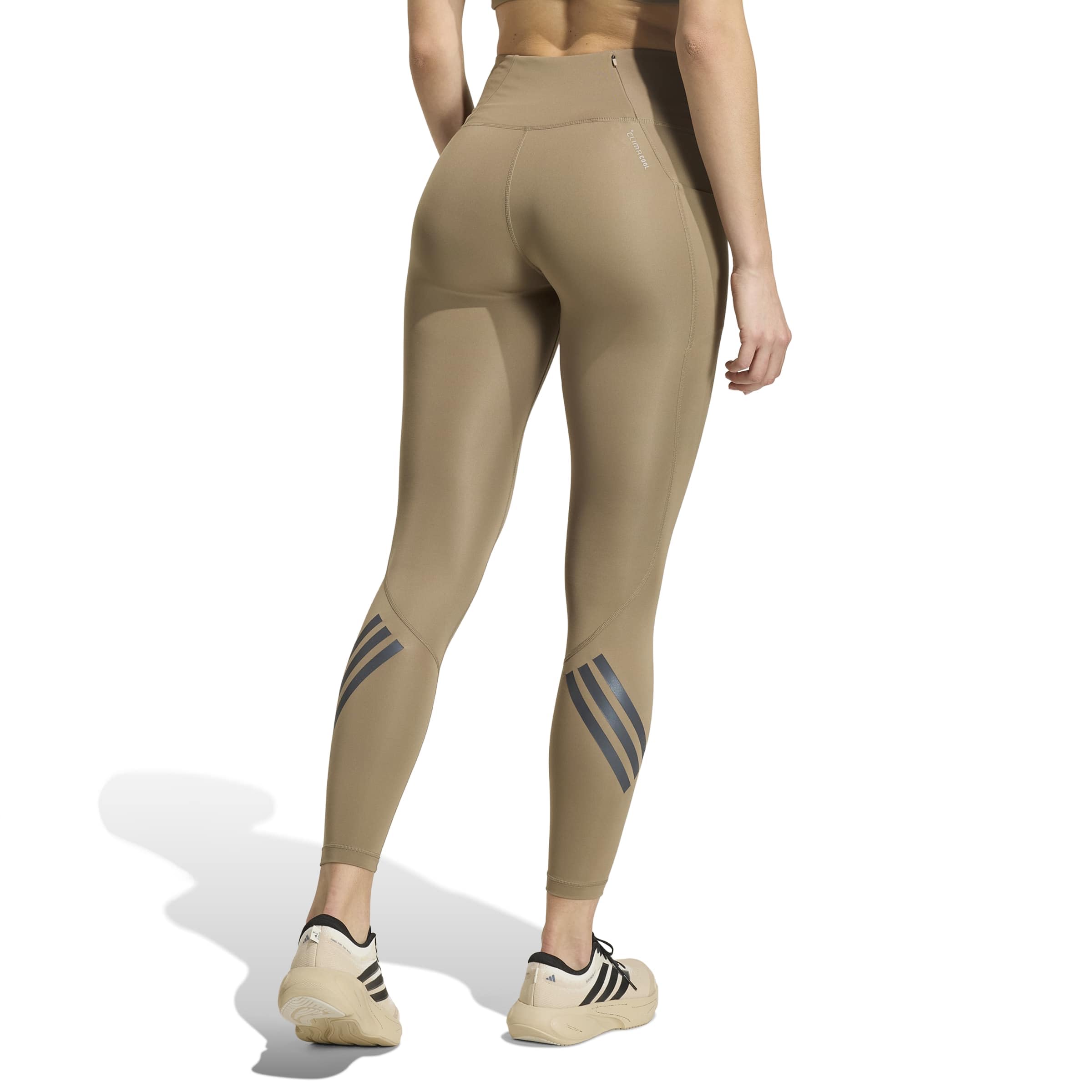 adidas Kobiety Adi365 Climacool 3 Stripes Running Full Length Leggings Tights, Khaki Six, XL