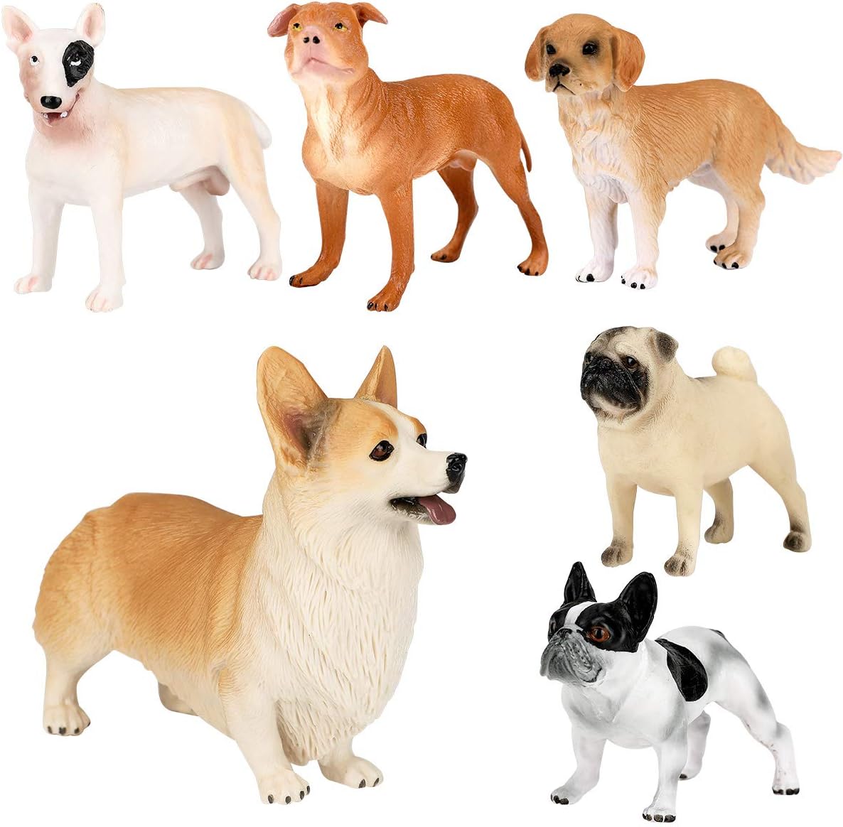 WIOR 6Pcs Dog Figurines for Kids, Realistic Solid Plastic Animal