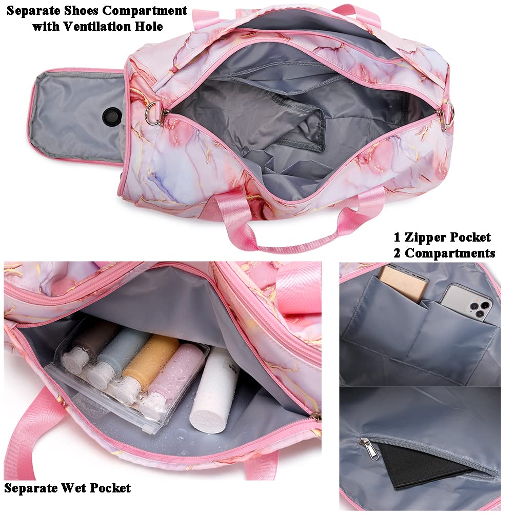 Travel Duffle Bag Sports Bag Girl Teens Weekender Overnight Bag Dance Bag Gymnastics Bag Women Travel Bag with Waterproof Pocket and Shoes Compartment - Image 4
