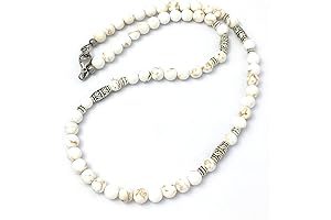 White Magnesite Gemstone Men's Necklace: Handmade Masculine Elegance