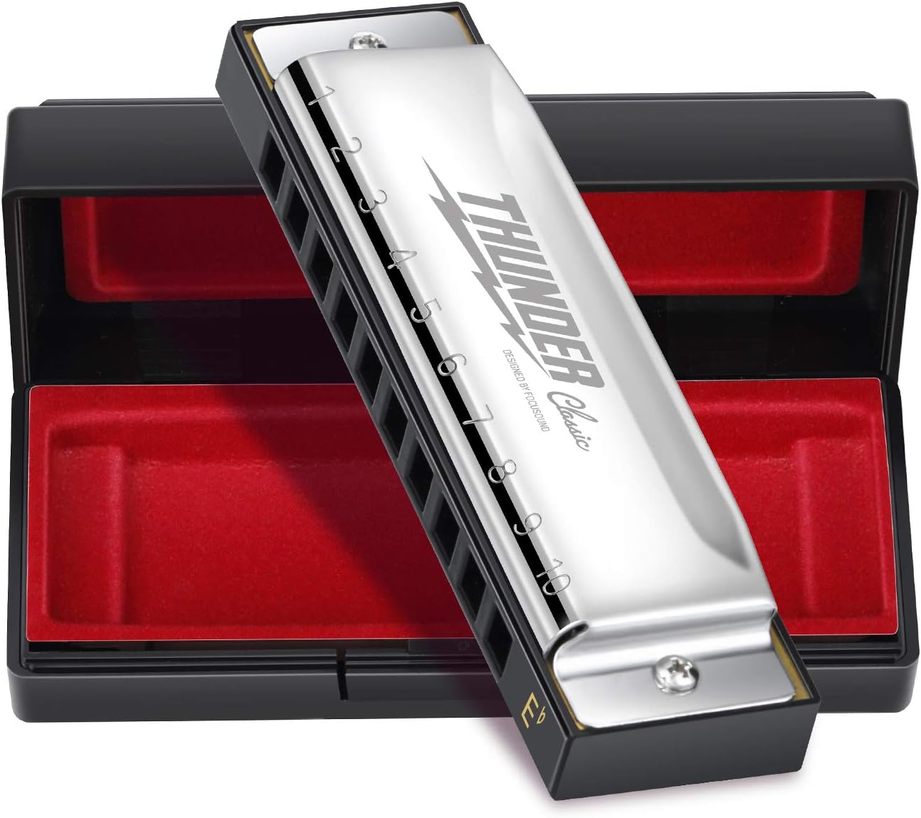 Focusound Thunder Harmonica Key of Eb Blues Harmonica 10