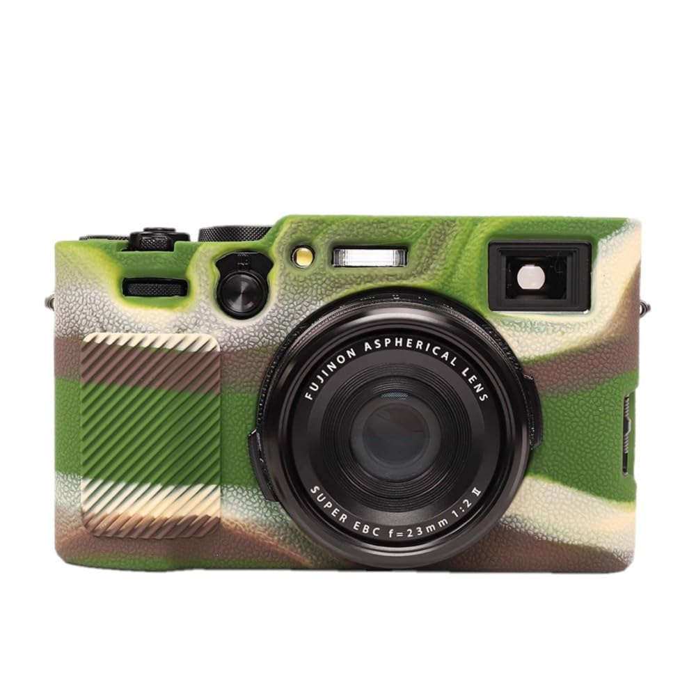 Futerał na aparat kamuflaż zielony miękki silikon antypoślizgowa tekstura pancerz skórka osłona korpusu ochraniacz do aparatu cyfrowego Fujifilm X100VI