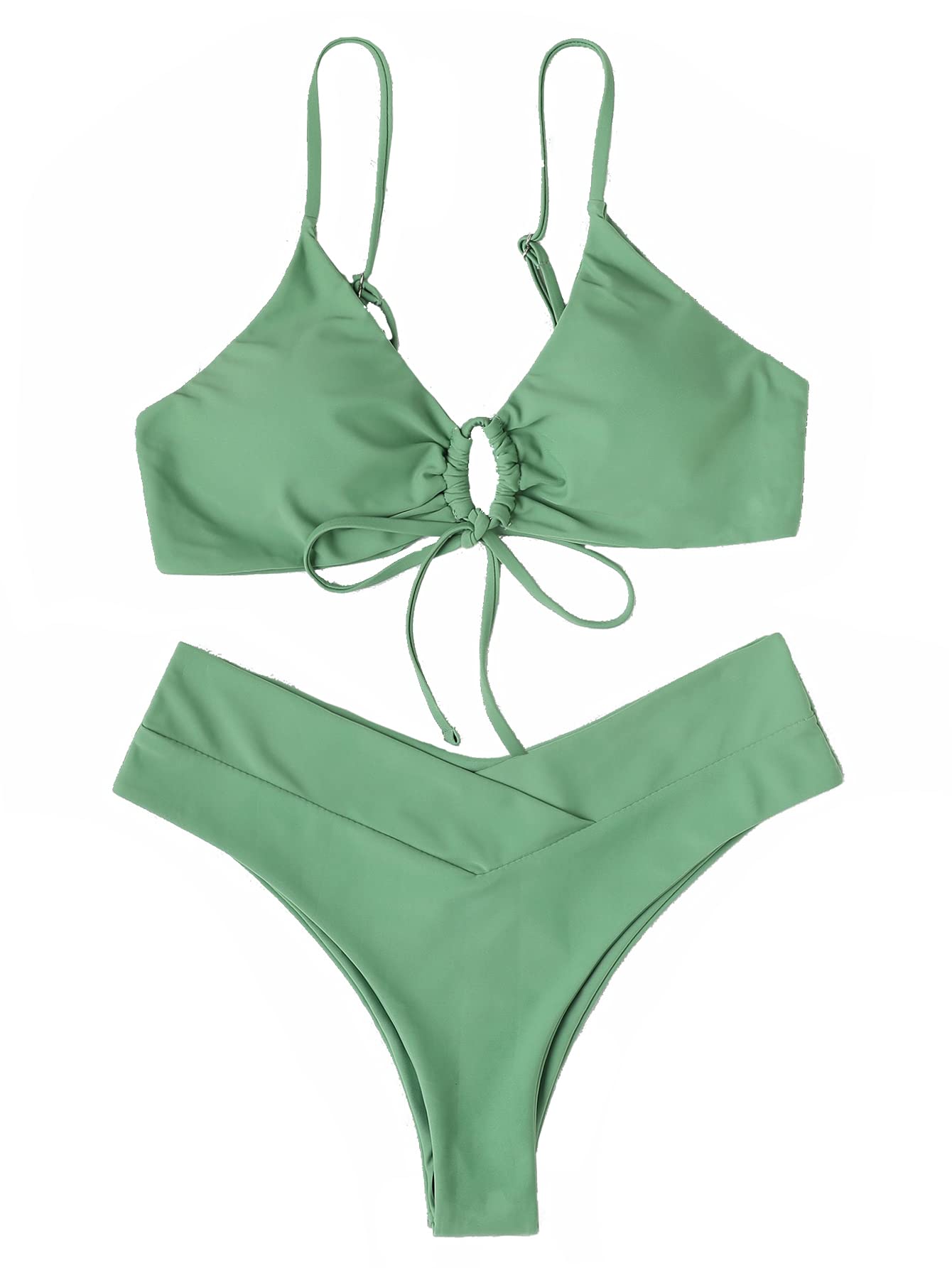 MeetallWomen's High Cut String Triangle Bikini Set Swimsuits Sexy Bathing Suits 2 Piece