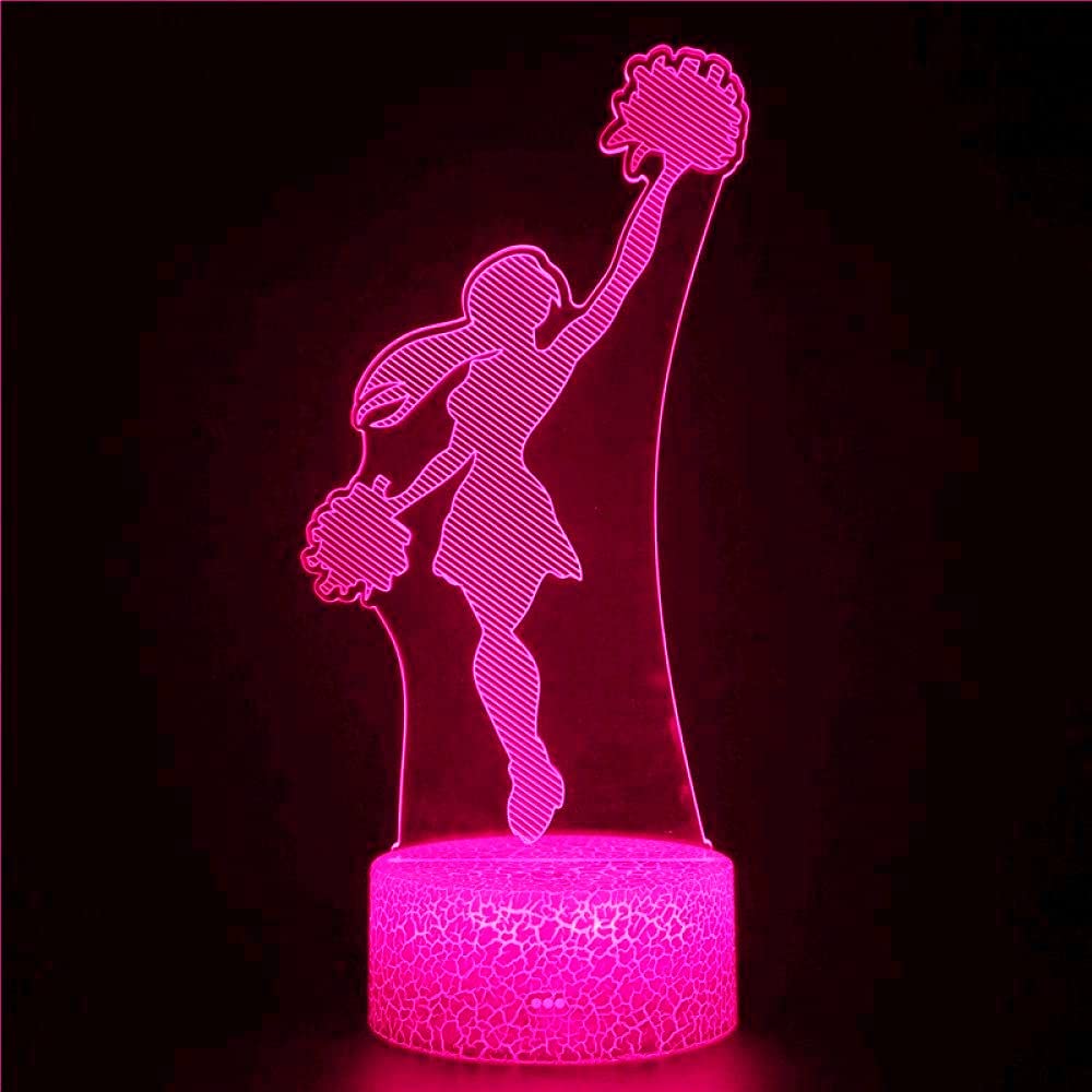 3D Cheerleader Night Light With Remote Control - 16 Color Changing LED Desk Lamp, USB Powered, For Kids Room Decor & Gifts