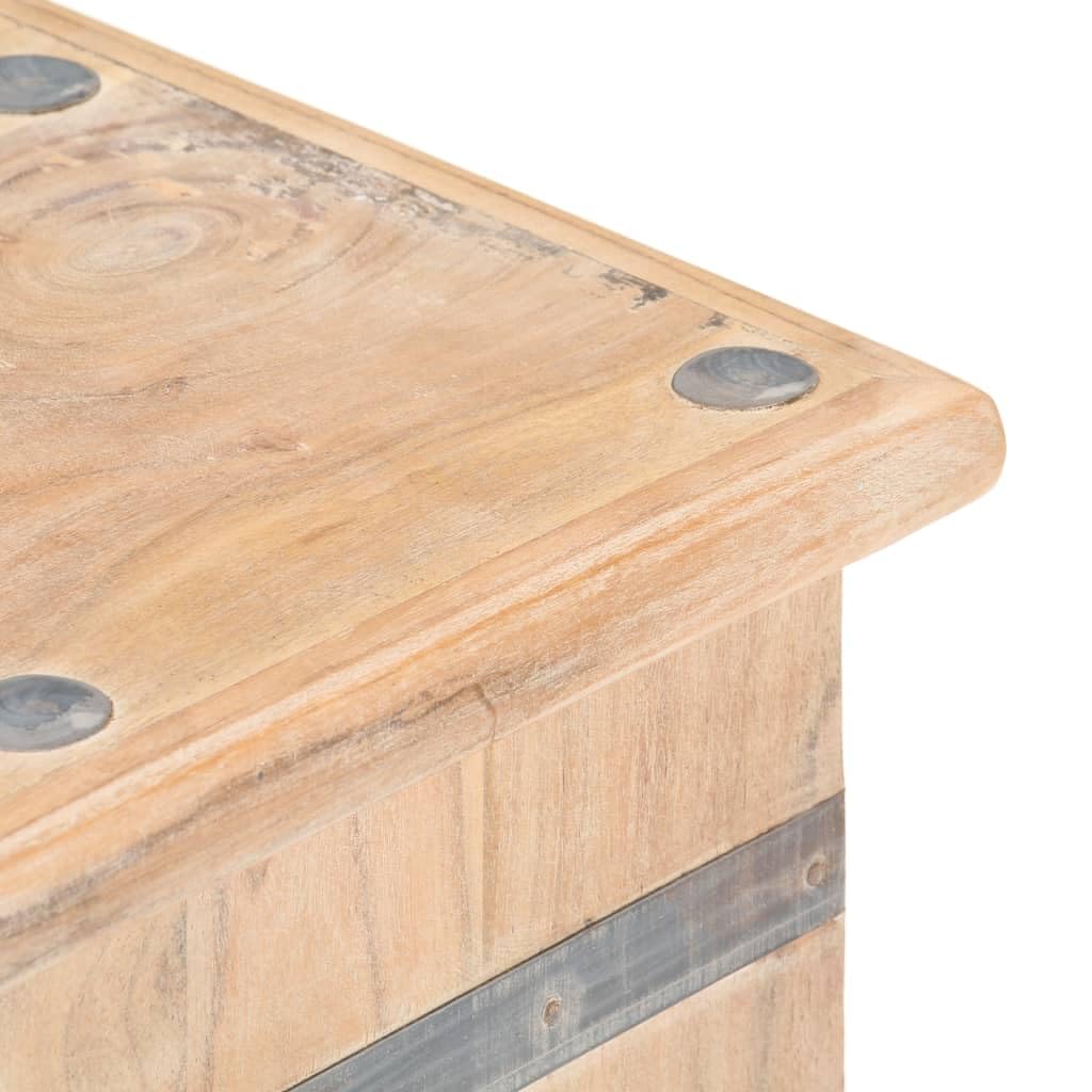 Baúl de madera maciza de acacia, 90 x 40 x 40 cm, caja de almacenamiento con tapa, color blanco, para salón y pasillo, caja multiusos de madera auténtica, con asas y candado