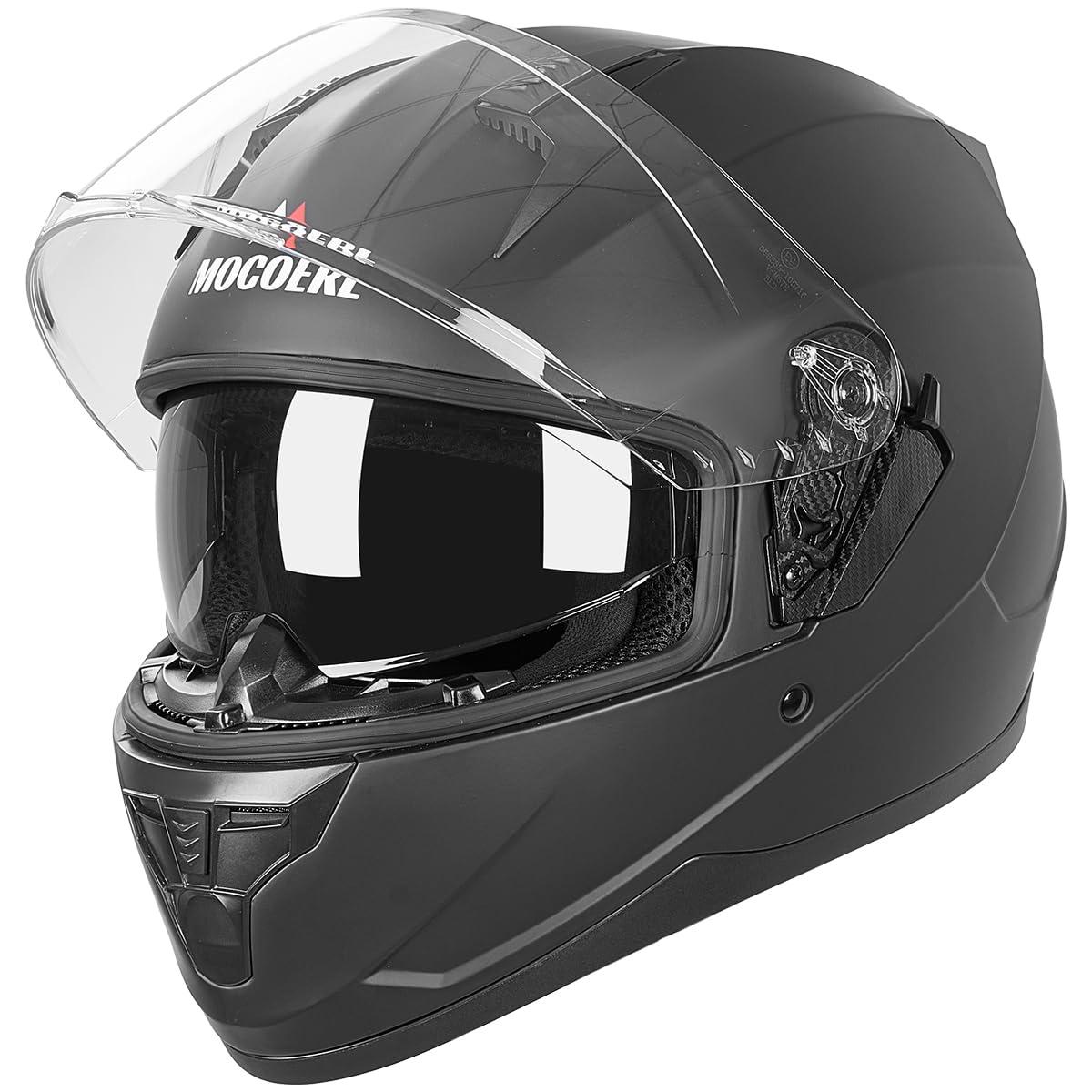 Casco Integrale Moto MOCOERL ECE 22.06 - Nero, Con Visiera Parasole E Ventilazione - Taglie Da S A XXL