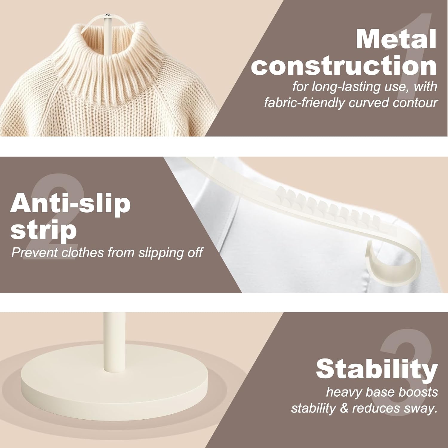 reusable shirt display stand-mannequin torso tshirt display stand for retail/vendors,18-33" adjustable dress form mannequin stand clothes rack,portable holder jacket coat hanger,all metal/white/2 pack cream white 18-33"h/2 pack