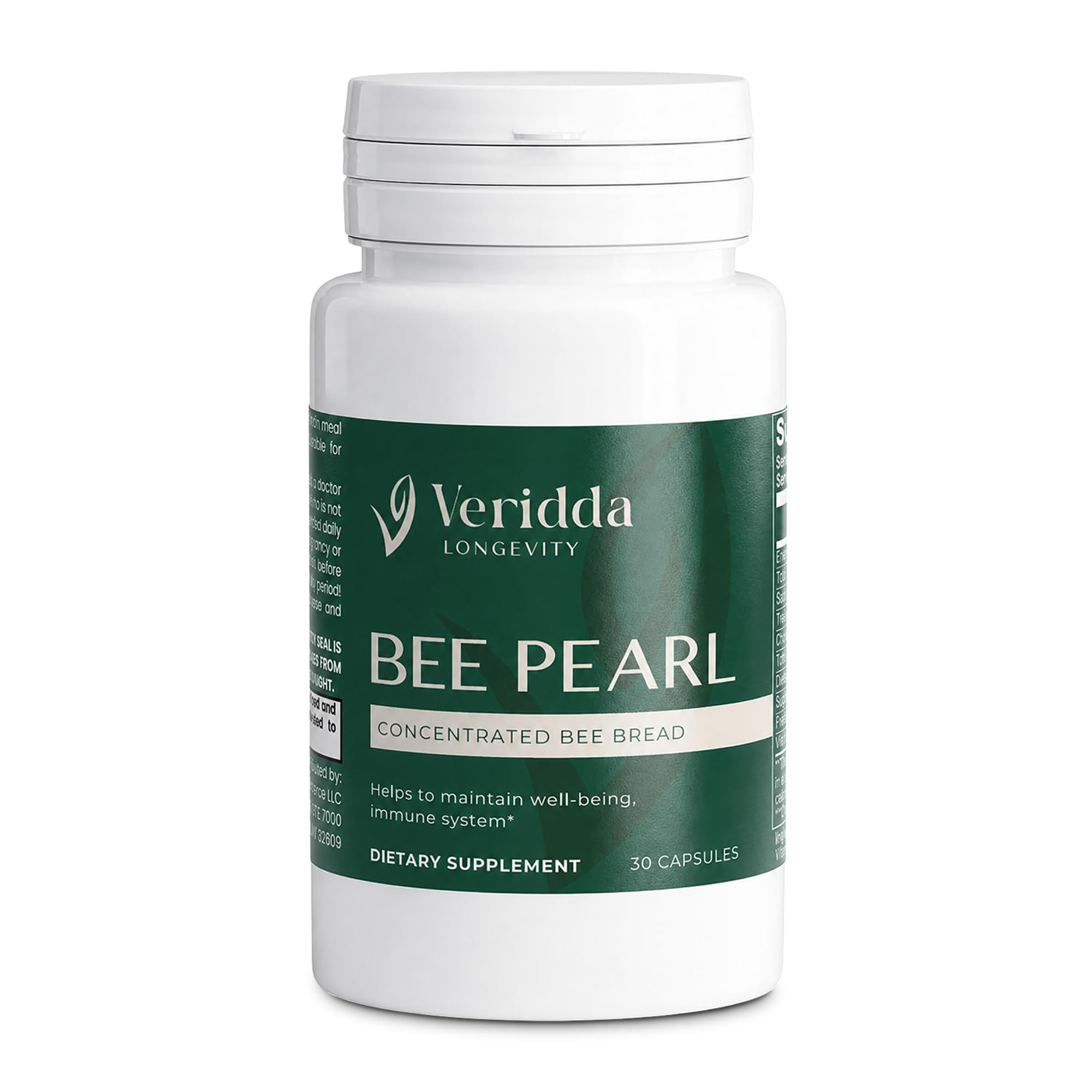 Veridda Bee Pearl Capsules, Bee Pollen Supplement with Bee Bread 700 mg