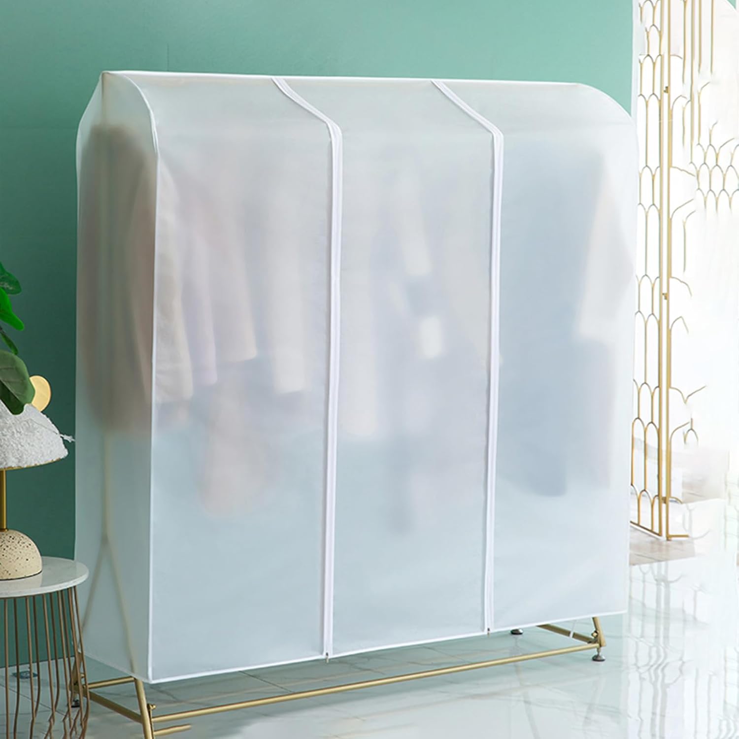 Housse de rangement anti-poussière en PEVA 80 x 50 x 120 cm pour portant à vêtements, avec