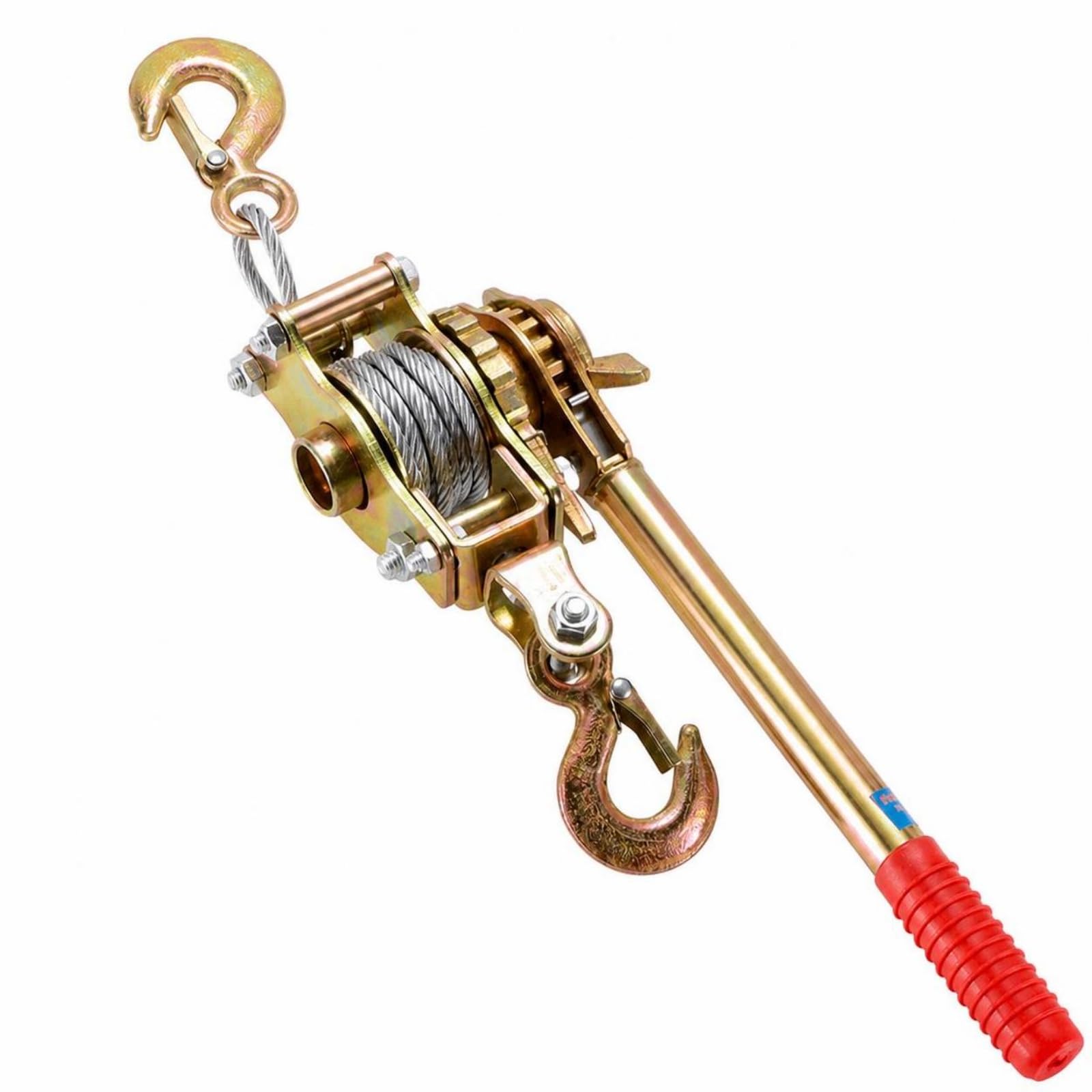 MERIGLARE Gummiert Handseilzug mit Ratsche Geschmiedeter legierter, ratschen-seilspanner, rückschlagsicher, für zaunbau, 1T Einzeln