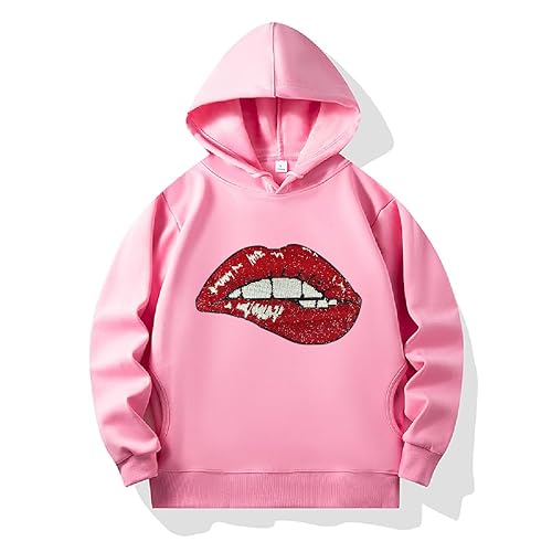 ONLYWOOD Womens Sparkly Rhinestone Hoodie Casual Fall Winter Graphic Oversized