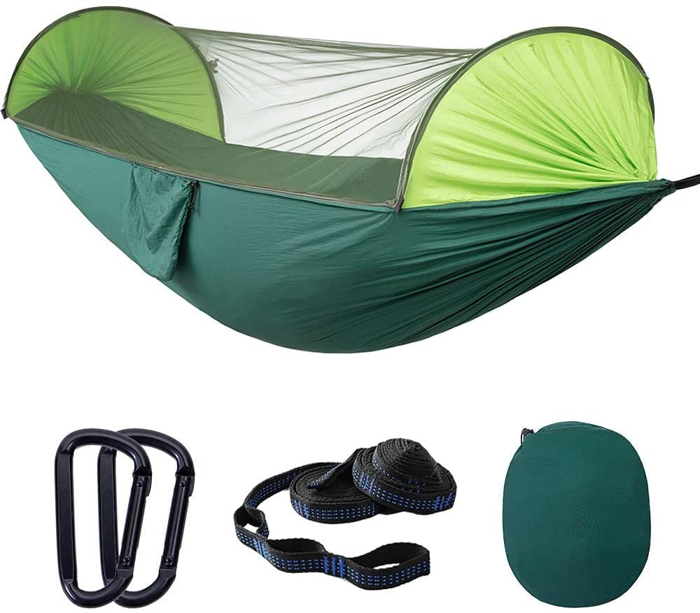 Camping Hammock with Mosquito Net - Portable Travel Hammock Bug Net - Camping Equipment - Hammock Tent for Outdoor Hiking Campin Backpacking Travel (Army Green)