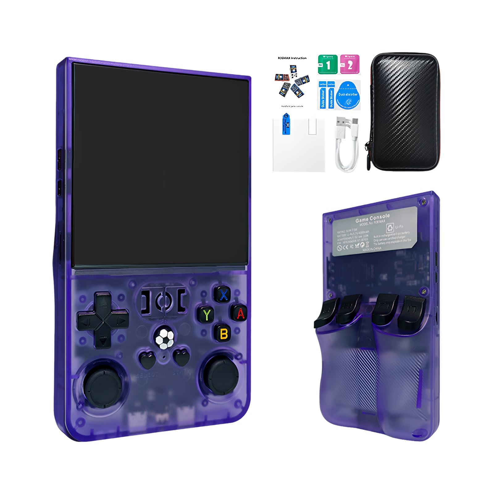 Consola de juegos portátil de 4 pulgadas, pantalla de 128 GB (morado) | Consola de juegos portátil portátil para juegos, entretenimiento, noches familiares y juegos sobre la marcha