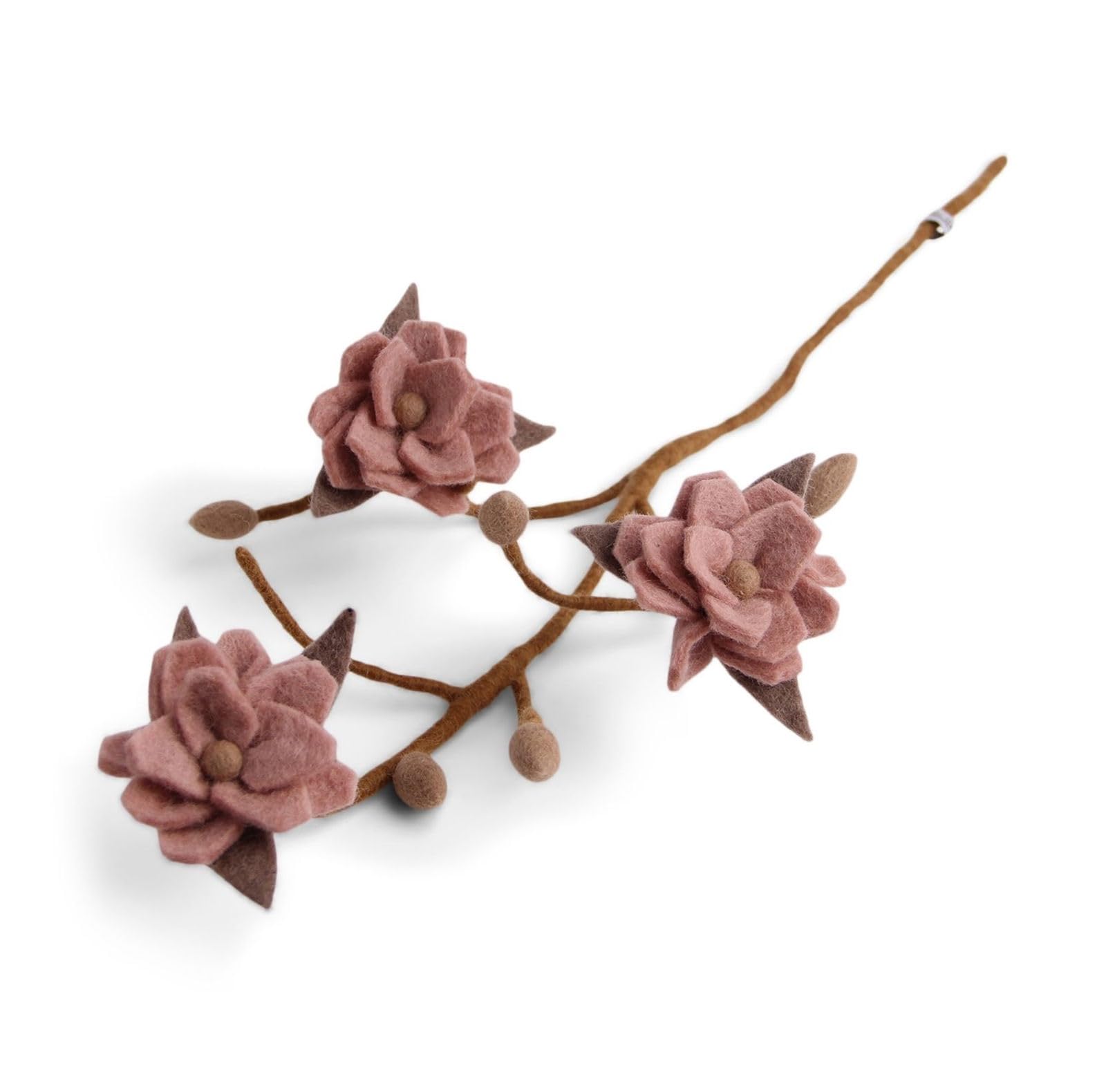 Én Gry & Sif Magnolia Branch Rose Gry & Sif Felt Magnolia Branch, Flexible Handle, Decorative Branch For Vases, Handmade Easter Decoration, X Branch With Pink Flowers, 60 Cm Size 1