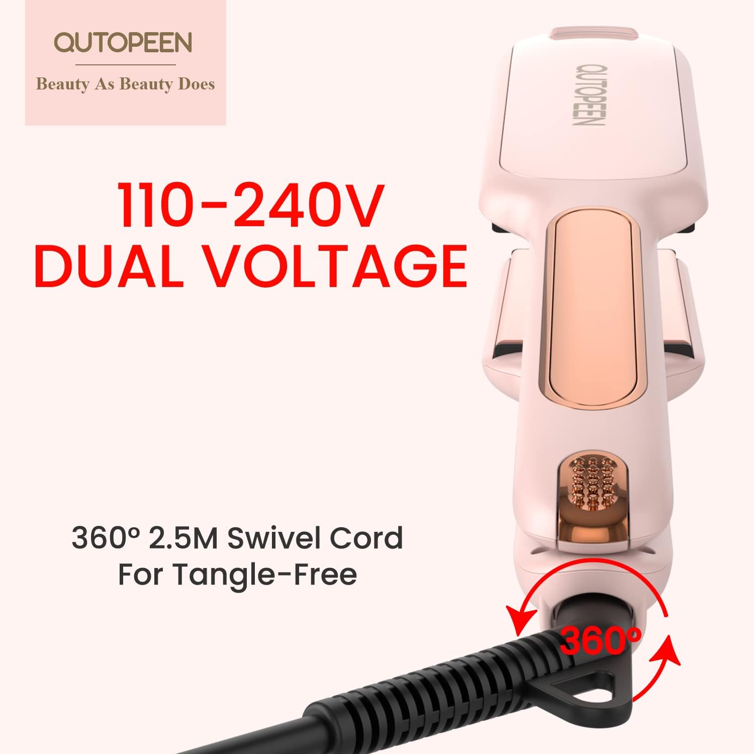 Fashion Pink Infrared 2 Inch Hair Straightener,2 Inch Wide Professional Ceramic Tourmaline Flat Iron with Big Temp Display,140F-450F Degree,Dual Voltage