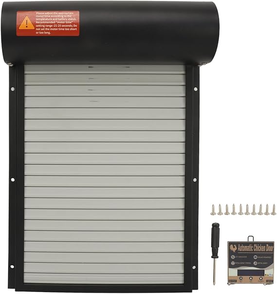 Automatic Chicken Coop Door, Chicken Coop Accessories Run Automatic Door Auto with Timer LED Display for Farm (Black)
