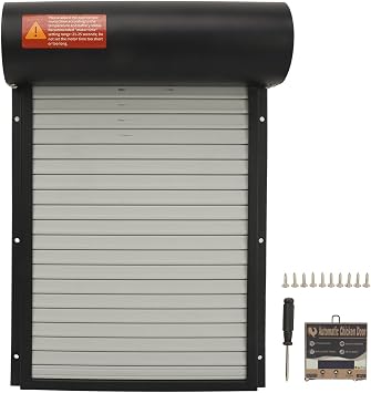 Automatic Chicken Coop Door, Chicken Coop Accessories Run Automatic Door Auto with Timer LED Display for Farm (Black)