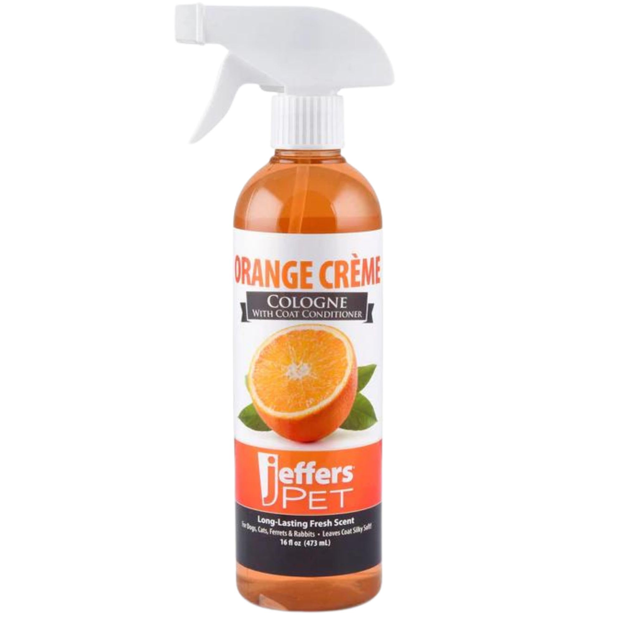 Jeffers Pet Cologne for Dogs, Cats, Rabbits & Ferrets, Orange Creme 16oz – Soap-Free, Conditioner for Silky Coats, Safe & Fresh Fragrance, Deodorizing Spray for Pets, Grooming Essentials