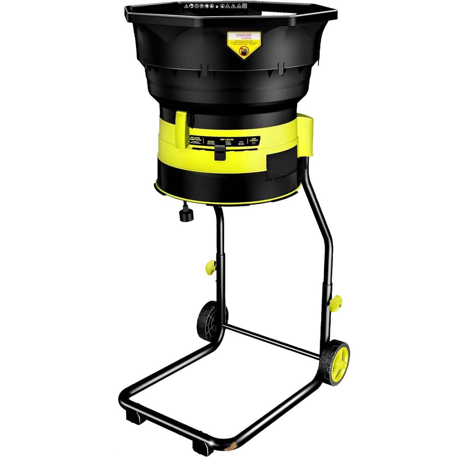 Trituradora De Compost Eléctrica De 2500 W,Trituradora De Hojas De Jardín Sin Aspas,con Ruedas,Herramientas De Limpieza para Jardín Sin Cable de alimentación 20mxpowercord