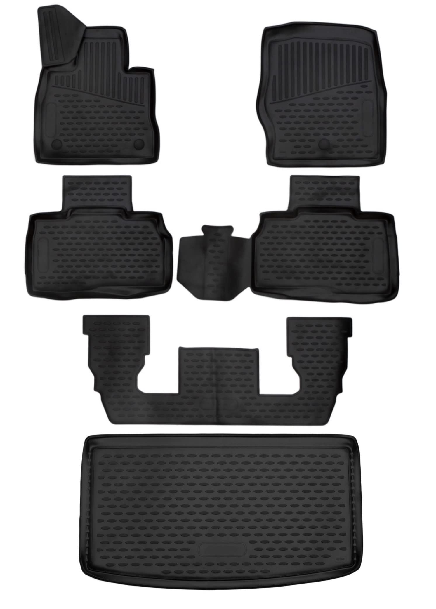 Photo 1 of Fits 2020-2024 Ford Explorer Floor Mats Front & 2nd, 3rd Row Seat Liner Set and Cargo Liner Trunk Set 3D Custom Fit All-Weather Full Set Liners, Short Trunk mat Behind 3rd Row (Black) 1-2-3 and Cargo Mat