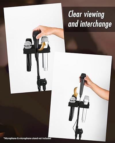 Miniatura 3 de Soporte para micrófono múltiple con capacidad para hasta 8 micrófonos, ideal para organización del escenario y exhibición, con adaptador de rosca de