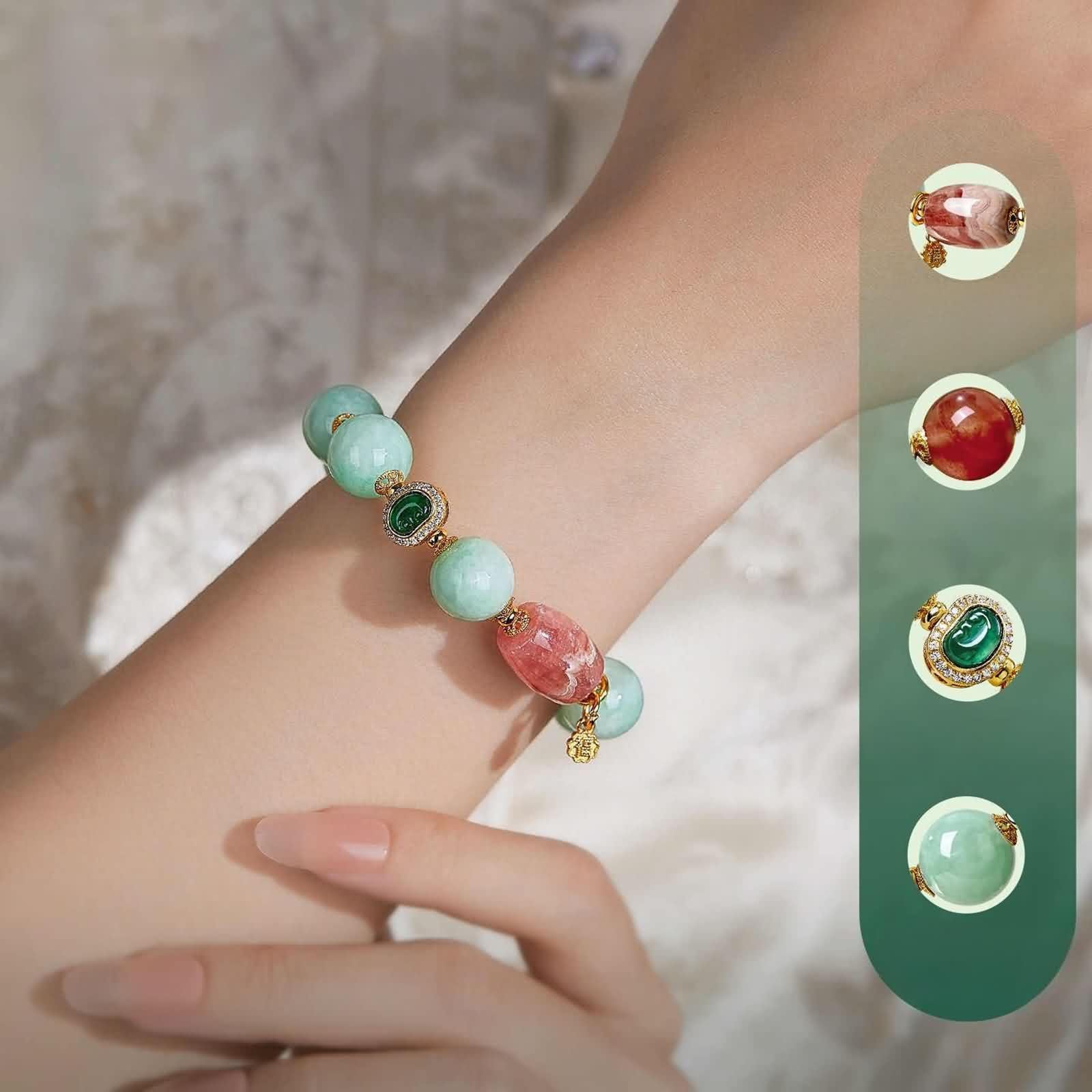 Bracelets pour femme en or jaune 9 K/14 K/18 carats, jadéite 12-13 mm Bracelets ronds en or véritable Bijoux pour femmes Au750/585/375 Or