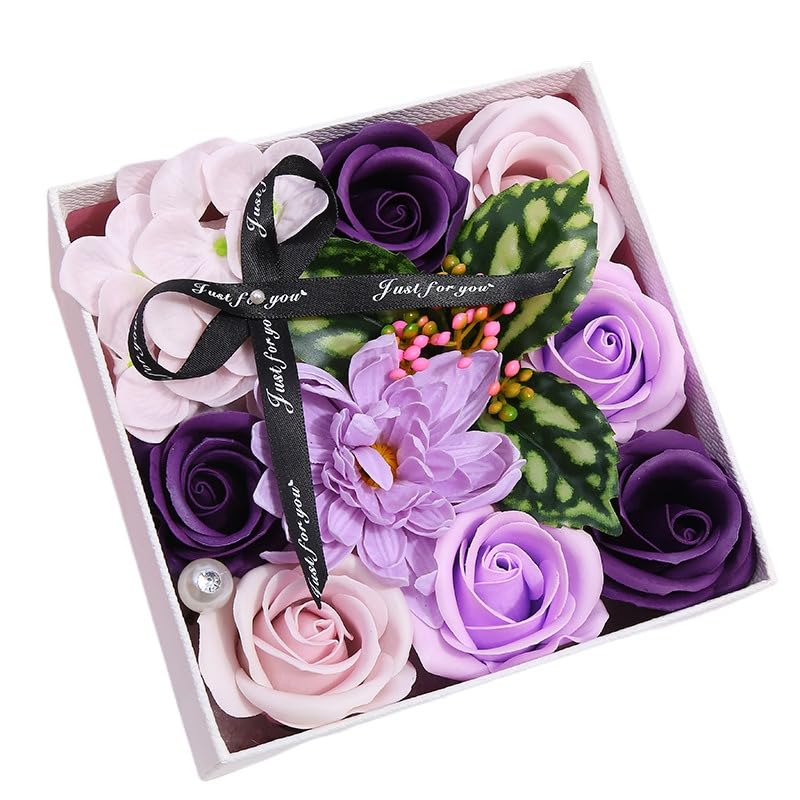 Fleur de savon à la rose artificielle, coffret cadeau saint valentin et anniversaire