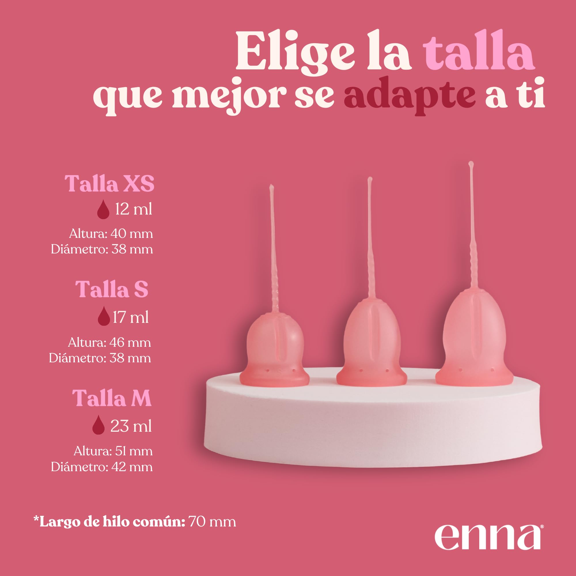 Enna Cycle Easy Copa Menstrual con Aplicador Talla M – Pack 2 Copas + Caja Esterilizadora | Silicona Médica | Fabricada en España | Reutilizable | Hasta 12 horas de protección