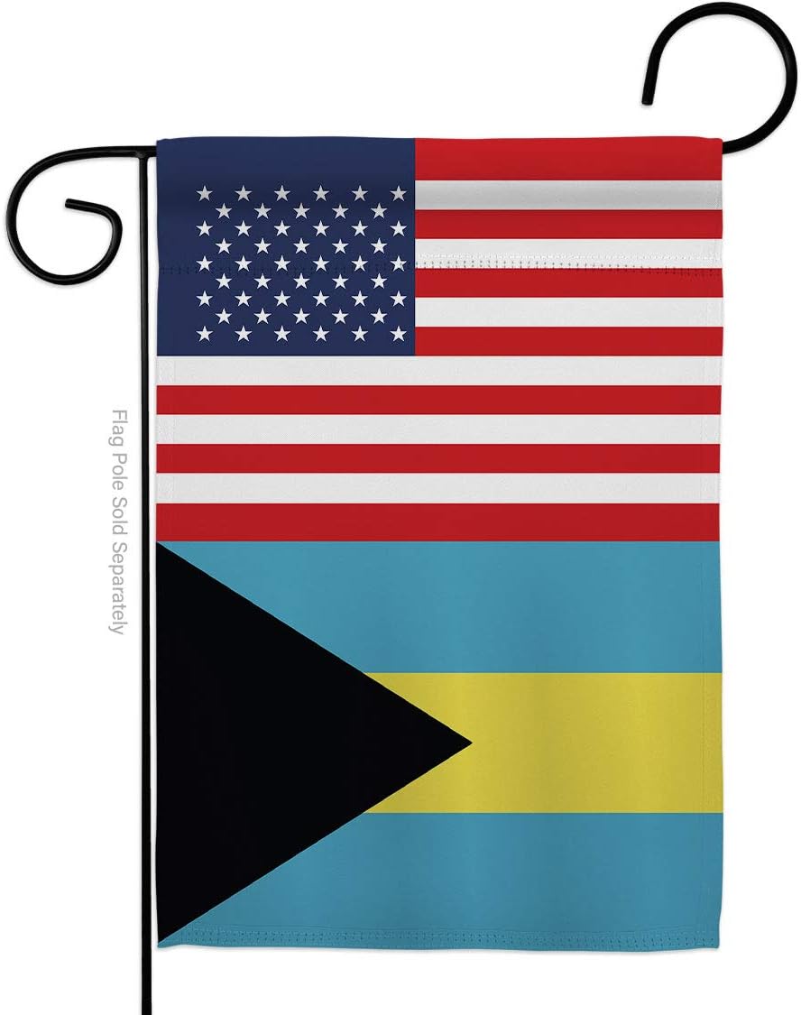 Bahamas US Friendship Garden Flag - Regional Nationality Nation International World Country Particular Area - House Decoration Banner Small Yard Gift Double-Sided Made in USA 13 X 18.5