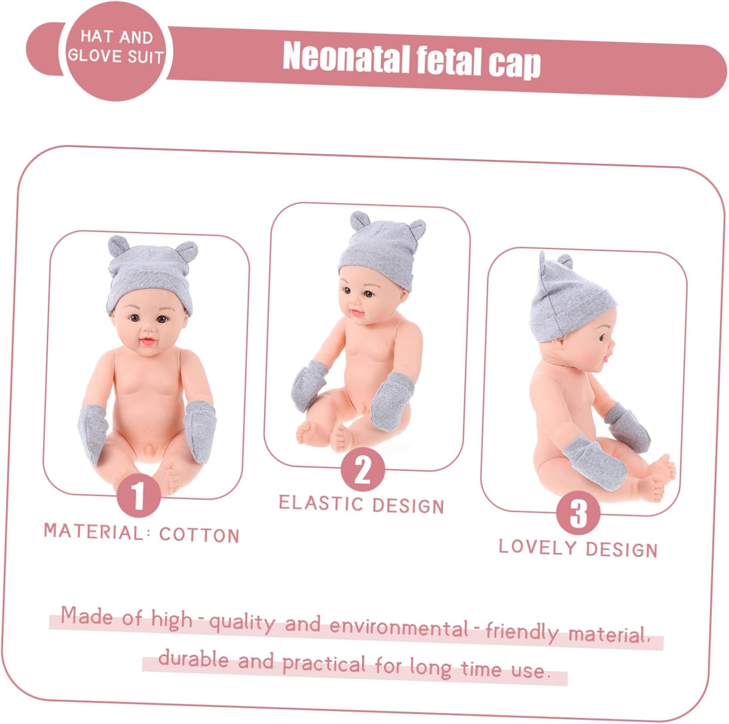 Gatuida 3-Piece Newborn Baby Hat and Hand Covers Set Anti-Scratch Mittens for Infants Soft and Breathable Baby Protection Gloves
