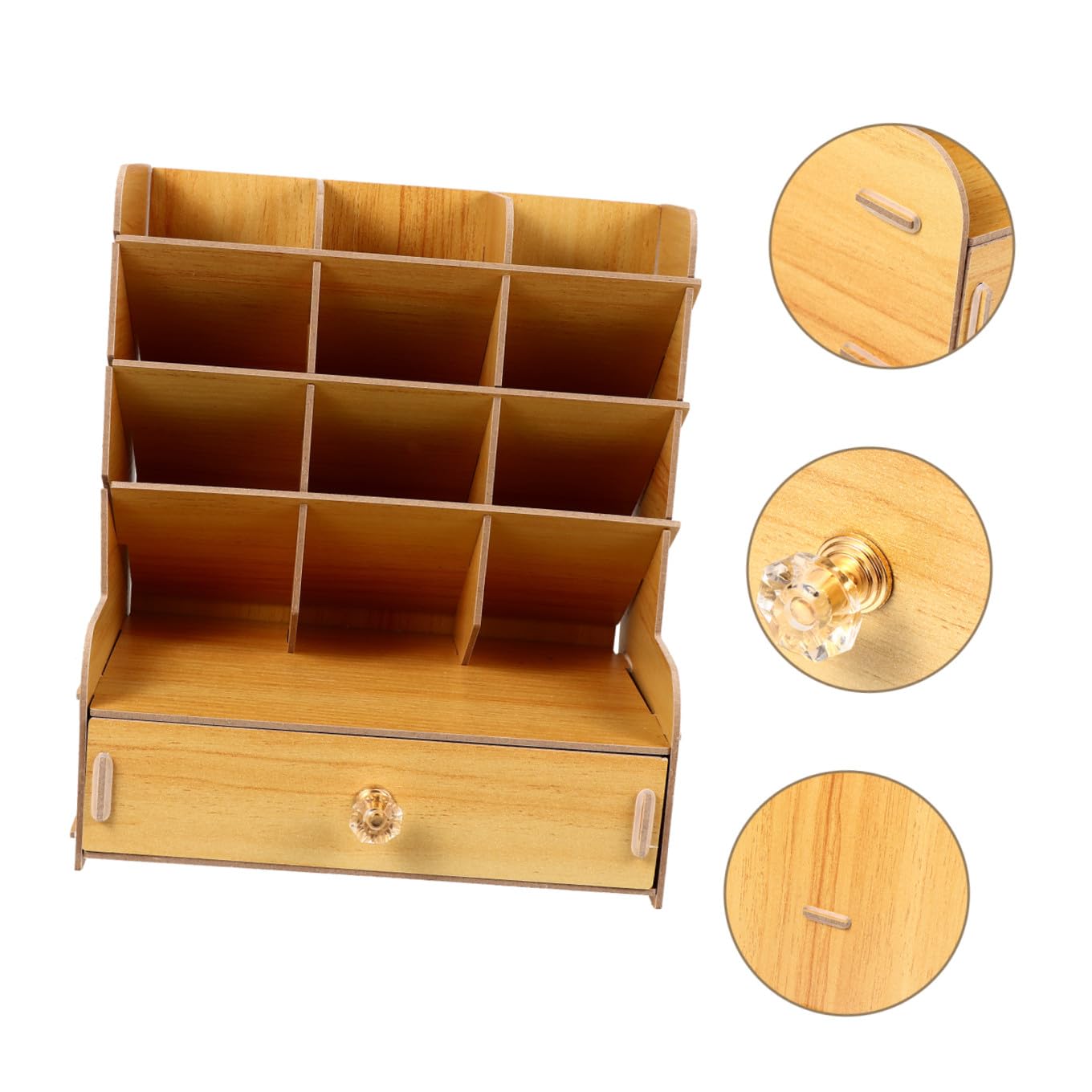 Organizador de Escritorio de Madera Múltiples Compartimentos, Portalápices y Contenedor de Papelería para Oficina, Estructura Resistente y Portátil