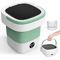 Lavatrice Portatile 12L Mini Con 3 Modalità di Pulizia Profonda, Aggiornata Piccola Con Cestello Centrifuga Rimovibile, da Campeggio Pieghevole per Appartamenti (Verde)